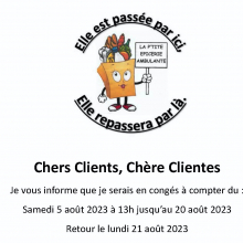 Congé d'été : fermeture de la p'tite épicerie ambulante.