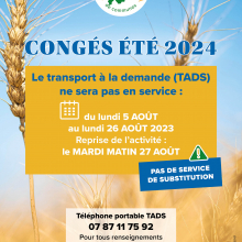 Transport à la demande de Vexin centre : congés d'été 2024.