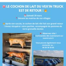 Samedi 29 mars : le cochon de lait du Vex'in Truck est de retour à Grisy !