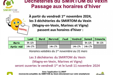 Horaires d'hiver déchèteries du SMIRTOM