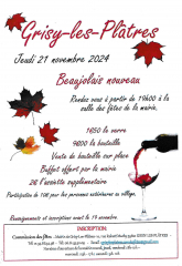 Soirée Beaujolais 21 novembre 2024