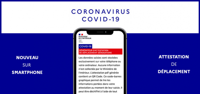 Covid 19 : attestation numérique de déplacement dérogatoire.