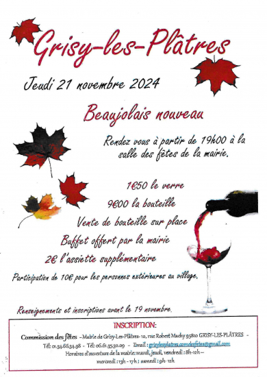 Soirée Beaujolais 21 novembre 2024