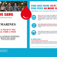 Vendredi 21 mai : don du sang à Marines