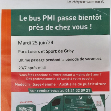 Mardi 25 juin : le bus PMI sear à Grisy-les-Plâtres au sein du parc des Maurois