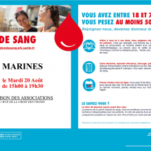 Mardi 20 août : don du sang à Marines