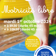 Mardi 01 octobre : atelier de motricité libre pour les jeunes enfants à Grisy- les-Plâtres.