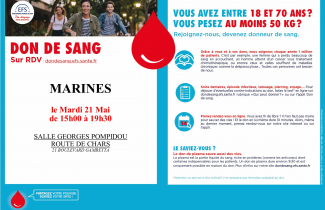 Vendredi 21 mai : don du sang à Marines