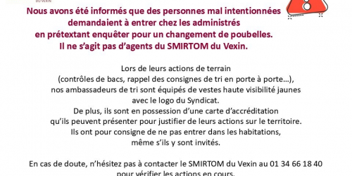 Alerte du SMIRTOM : visiteurs indérisables